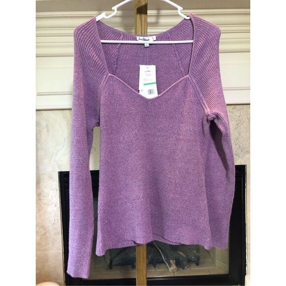 Sam Edelman Women’s Pink Sparkle Skye Rib Transition Top Long Sleeve Blouse Size - Picture 1 of 7